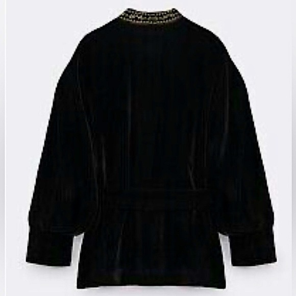ZARA Velvet Embroidered Wrap Jacket - Picture 5 of 6